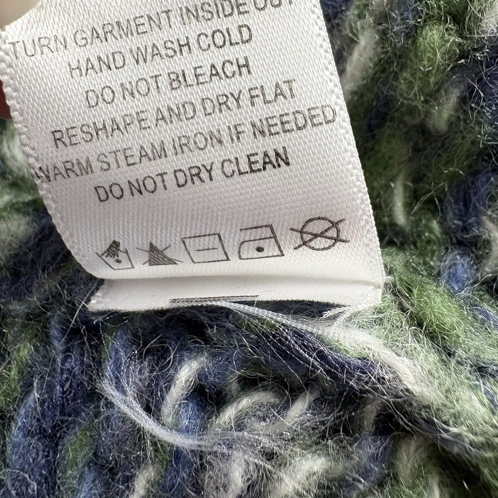 Olivia Sky Cardigan Women L‎ Blue Green Boho Open Front Cozy Cottagecore Chunky - Picture 7 of 13